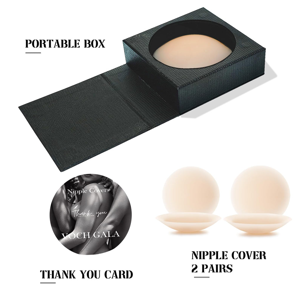 VOCH GALA Premium Nipple Covers, Sticky Bra Alternative, 2 Pairs Crème