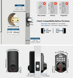TEEHO TE002 Fingerprint Door Lock - Keyless Entry Electronic Keypad Deadbolt with 2 Backup Keys - Auto Lock - Easy Installation - Smart Locks for Front Door - Oil-Rubbed Bronze