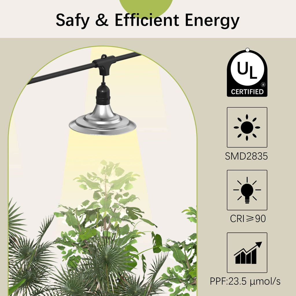Danshinro Outdoor LED Grow Light, Waterproof String Plant Growing Light, 21 FT Full Spectrum Growth Light, Suitable for Garden, Farm, Flower, Seedling Greenhouse Grow Light (6 Light)