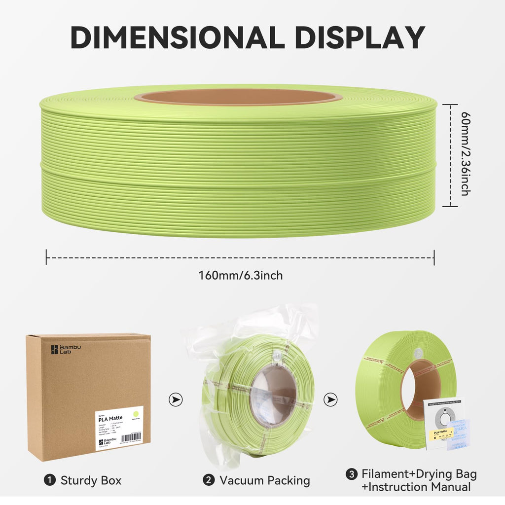 Bamboo PLA Matte Refill Filament 1.75mm 1 KG (2.2lbs) with RFID for Bambu Lab A1/X1/P1 Series 3D Printers,Easy to Print, 3D Printing Filament,No Spool, +/- 0.03mm (Scarlet Red 11200)