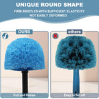 4 Pack Cobweb Duster Head Brush-Twist-On Spider Web Brush for Outdoor & Indoor Web Cleaning // Fits Standard Acme Threaded Poles // Cobweb Duster Brush Head Only-Blue