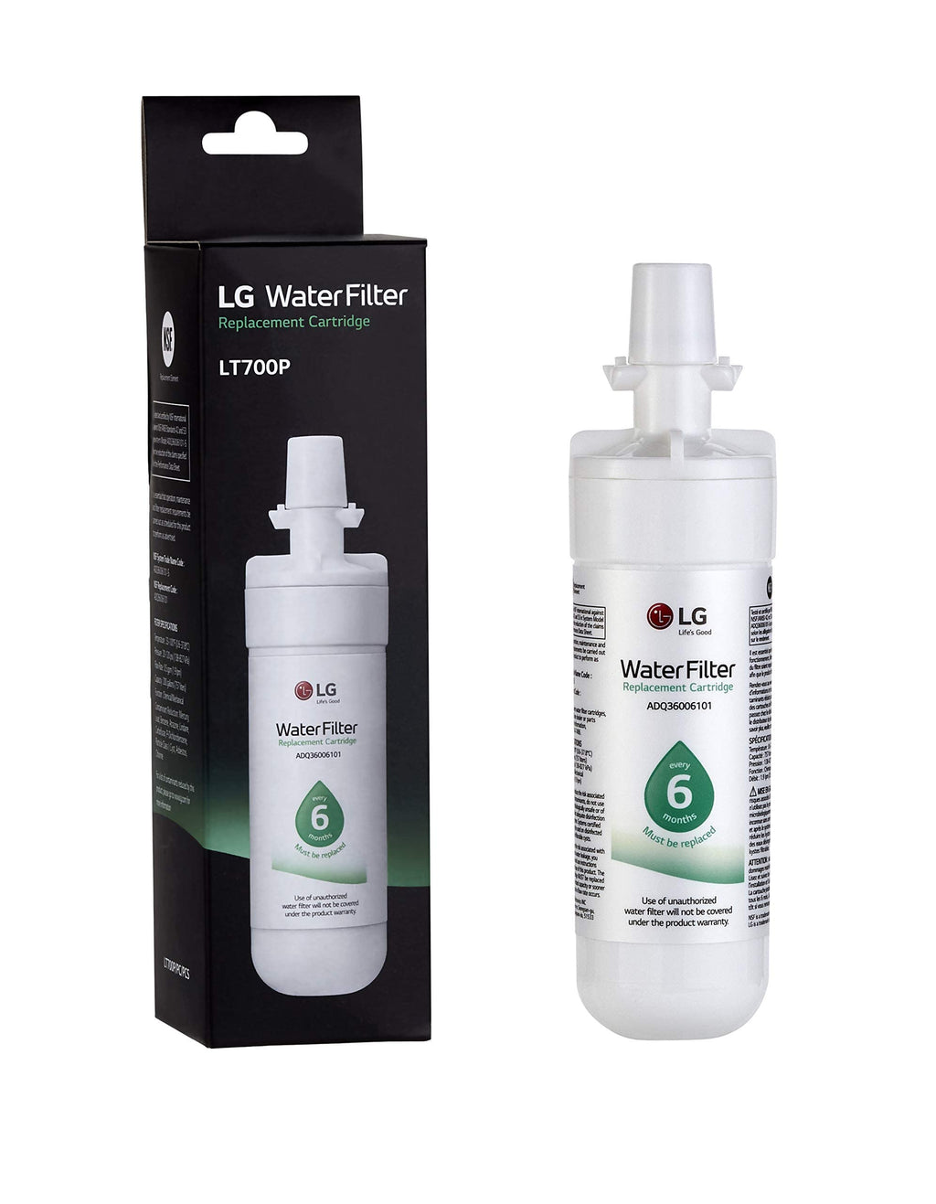 LG LT700P- 6 Month / 200 Gallon Capacity Replacement Refrigerator Water Filter, White, Single & LT120F - 6 Month Replacement Refrigerator Air Filter