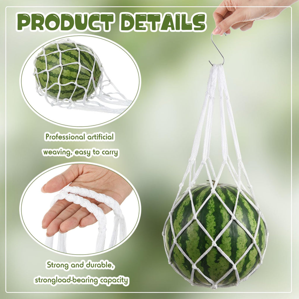 SATINIOR 24 Set Melon Hammocks Cradles with S Hanging Hooks Heavy Duty Hammock Cradles Holder, Reusable Hanging Bags Fruit Slings Mesh Fruit Holder for Honeydew Melon, Squash, Cantaloupe