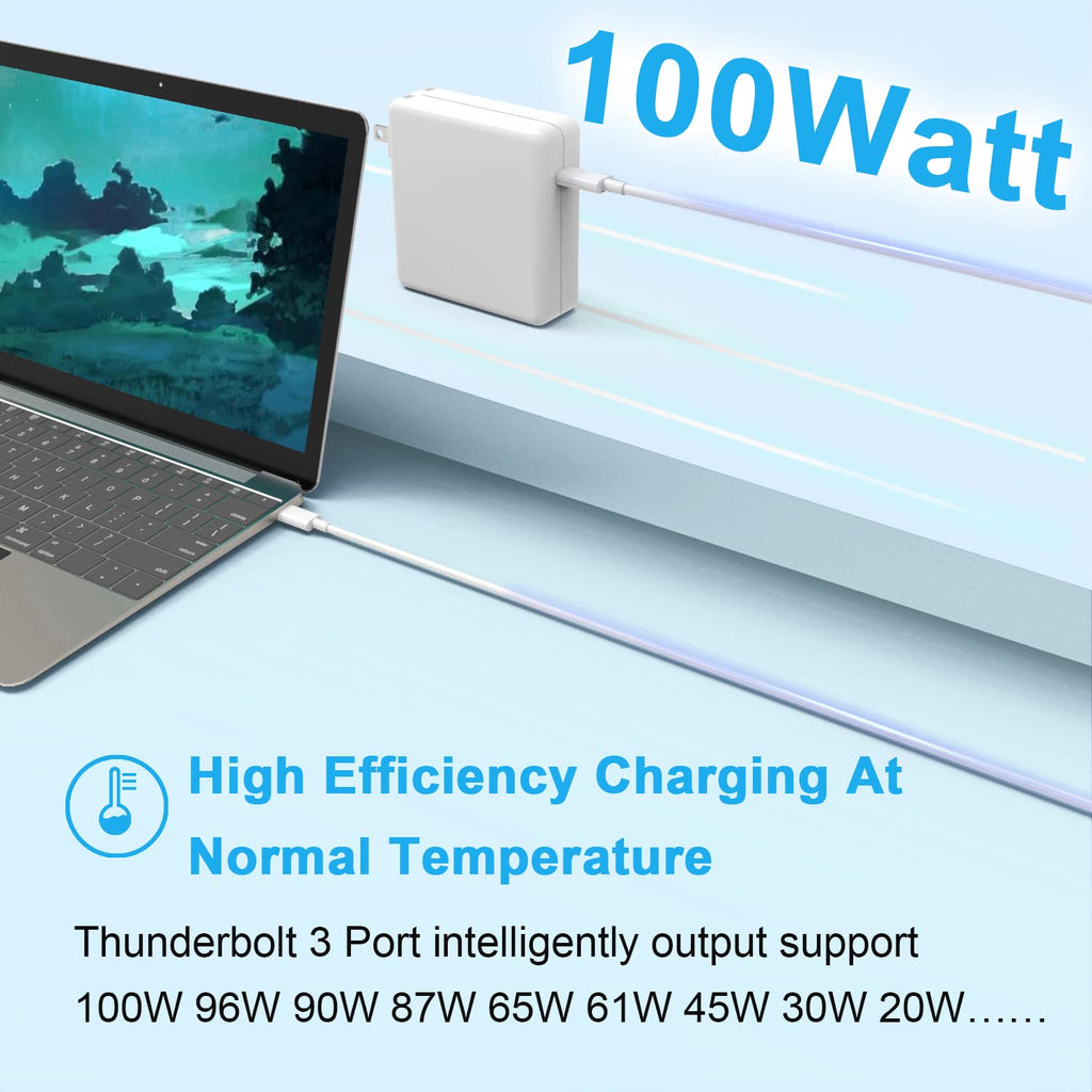 YOXYDIF Replacement MacBook Air & Pro Charger, 100W USB C Power Adapter, Compatible with MacBook Pro M2, M1, Air 13/14/15/16 Inch, iPad Pro, USB-C Devices, Fast Charging, White, 7ft Cable