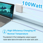 YOXYDIF Replacement MacBook Air & Pro Charger, 100W USB C Power Adapter, Compatible with MacBook Pro M2, M1, Air 13/14/15/16 Inch, iPad Pro, USB-C Devices, Fast Charging, White, 7ft Cable