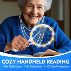 Large Magnifying Glass with Lights,10X 25X 45X 60X Handheld Lighted Magnifier, 5in Page Magnifier LED Lights, Magnifying Glass for Reading Small Prints & Low Vision Seniors with Aging Eyes