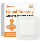 [6''x6''-30count] Carbou Island Dressing Bordered Gauze Sterile Individually Wrapped Gauze Pads,Highly Absorbent Adhesive Dressing Pad,Soft and Breathable Wound Dressing for Wound Care