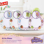 Glad Disney Princess Kids Paper Plates, Heavy Duty Soak Proof Microwavable Cut Resistant Disposable Dinner Snack Plates, 8.5 Inch, 40 Count, 8 Pack Multi-Pack