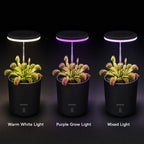 Raygrov Self-Watering Planter with Grow Light, Smart Indoor Pot for Venus Fly Trap, Carnivorous Plants, African Violet, Cat Grass, Catnip & Herbs, 2-in-1 Wall + Desktop, USB 5W Full Spectrum LED