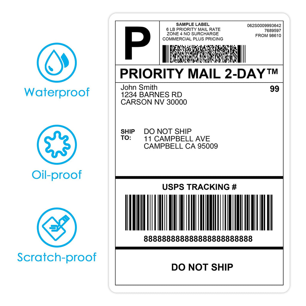 KNAON Thermal Shipping Labels - 500 Pack of 4x6 Fanfold Direct Thermal Labels with Strong Adhesive, Commercial Grade Quality