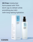COSRX Oil Free Lotion with Birch Sap, Daily Acne Facial Moisturizer, Hydrating Moisturizer for All Skin Types, Korean Skin Care, 3.38 fl.oz / 100ml