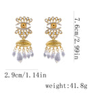 RELOVET Crystal Eye Drop Earrings, Gold-Plated Statement Dangle Earrings with Teardrop Crystals and Lip Design Large Earrings for Women