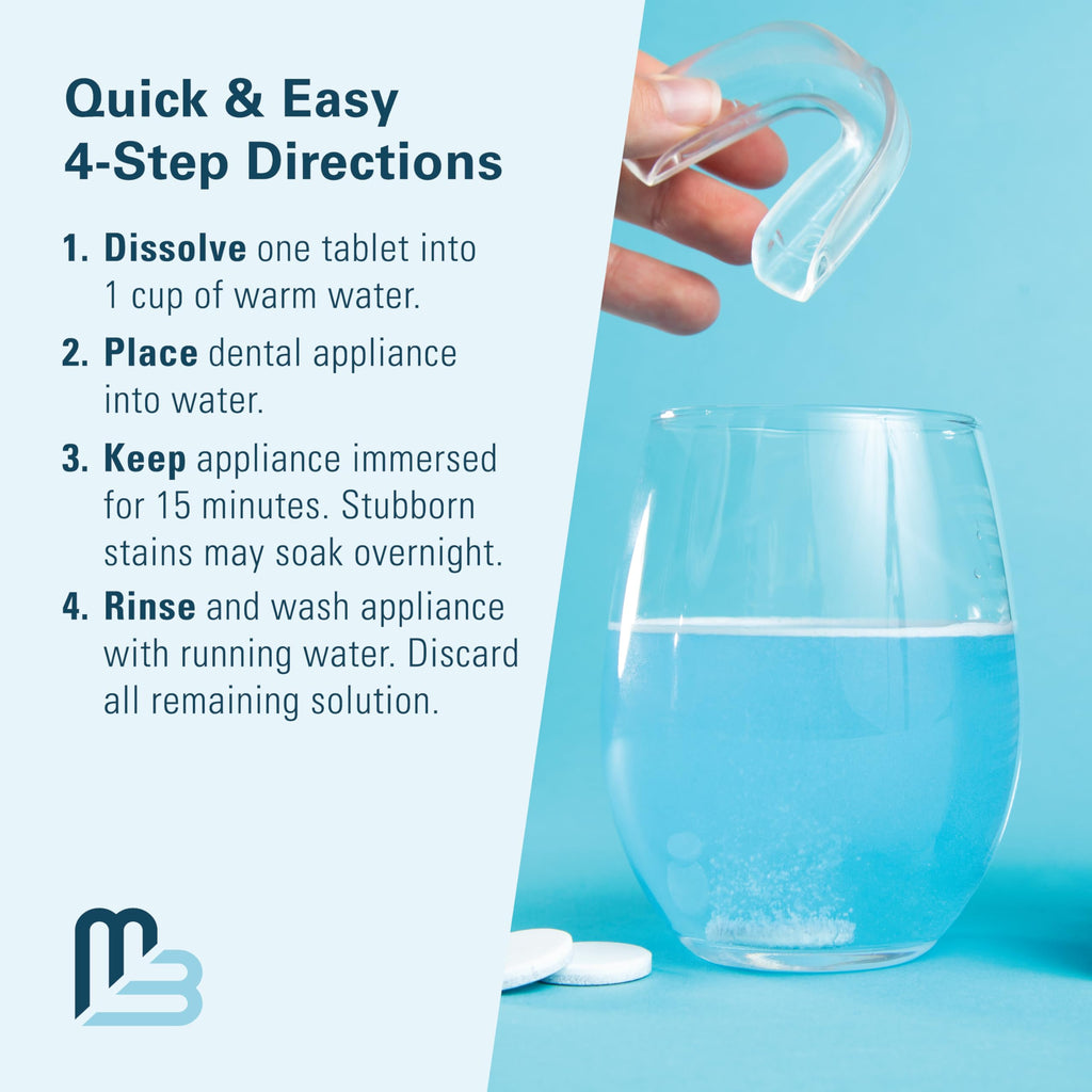 Retainer and Denture Cleansers 240 Tablets Removes Bad Odors Discoloration Stains Plaque for Cleaning Invisalign Mouth Guard Night Guard and Removable Dental Appliances by M3