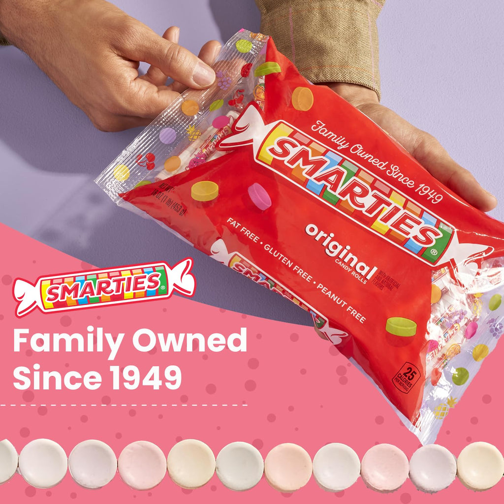 Smarties Candy Bulk Rolls Original Flavor - Gluten & Vegan Free - Classic Sweetness From Family Owned Company Since 1949, Peanut Free & Dairy Free - Perfect Halloween Candy - 3 Pound Bag