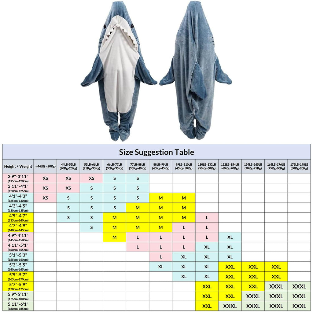 inkArts Shark Blanket Hoodie - Adult Shark Sleeping Bag & Cozy Flannel Hoodie