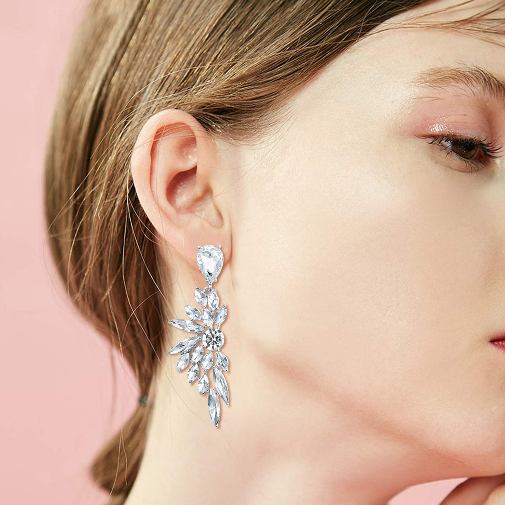 BriLove Women's Wedding Bridal Earrings Prom Dangle Earring Clear