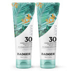 Badger Mineral Daily Sunscreen with Zinc Oxide, SPF 30, Lightweight & Easy to Apply w/No White Cast, Moisturizing Organic Sunscreen, Reef Safe, Vegan, Unscented, 4 fl oz, 2-Pack