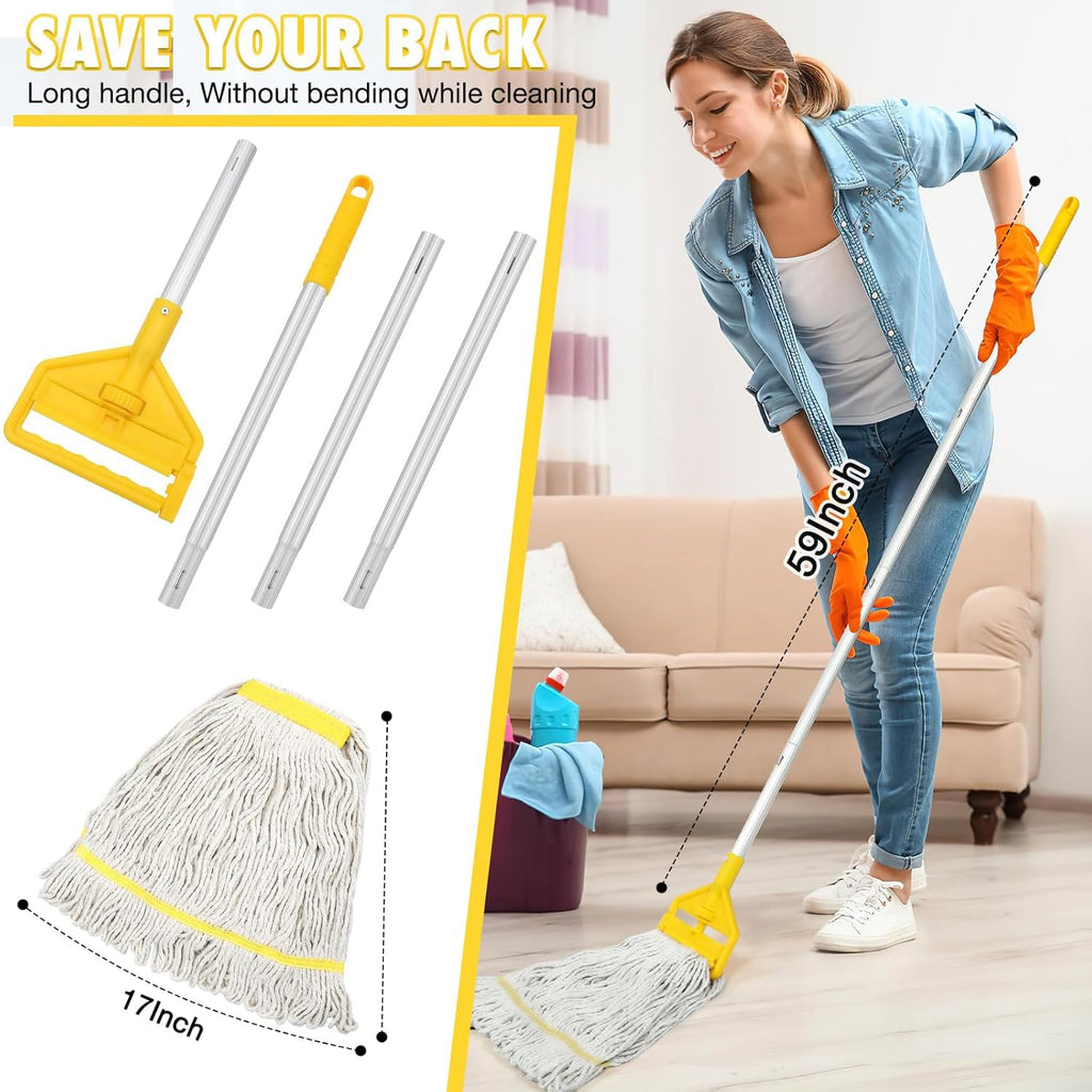VOUBIEN Commercial Industrial Mop Heavy Duty with 3 Replacement Head