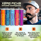 Xero Picks Wellness Flavored Toothpicks - Brain Boost, Immunity, Rest & Relax, Joint Health, and Energy Boost - 100 Picks (Variety, 5 Pack) Kosher - Sugar Free