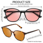 JFXQDR Women's 2 Pack Indoor Fluorescent-41 Rose & Outdoor Fluorescent-60 Brown Tinted Blue Light Blocking Glasses for Migraine, Light Sensitivity, Photophobia LED Gaming Computer Screen Glare RF6208