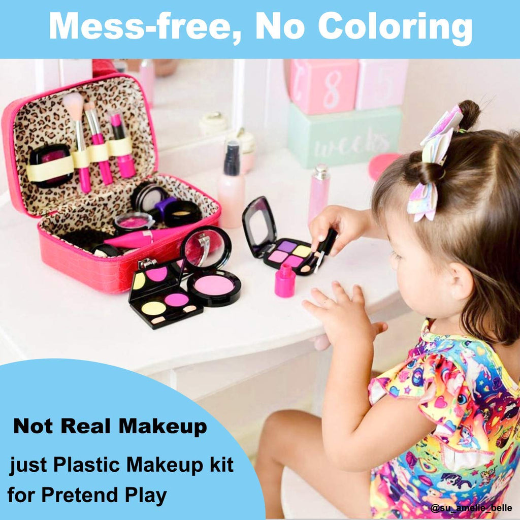 TEPSMIGO Pretend Makeup Kit for Girls, Kids Pretend Play Makeup Set - with Cosmetic Bag for Birthday Christmas, Toy Makeup Set for Little Girls Age 3+(Not Real Makeup)