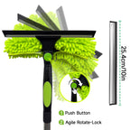 LILISPAI 67'' Window Squeegee Cleaner Tool with Extension Pole, 2-in-1 Squeegee for Window Cleaning Kit with Scrubber and Rotating Head, 2 Blade 2 Scrubber for Indoor & Outdoor High Windows