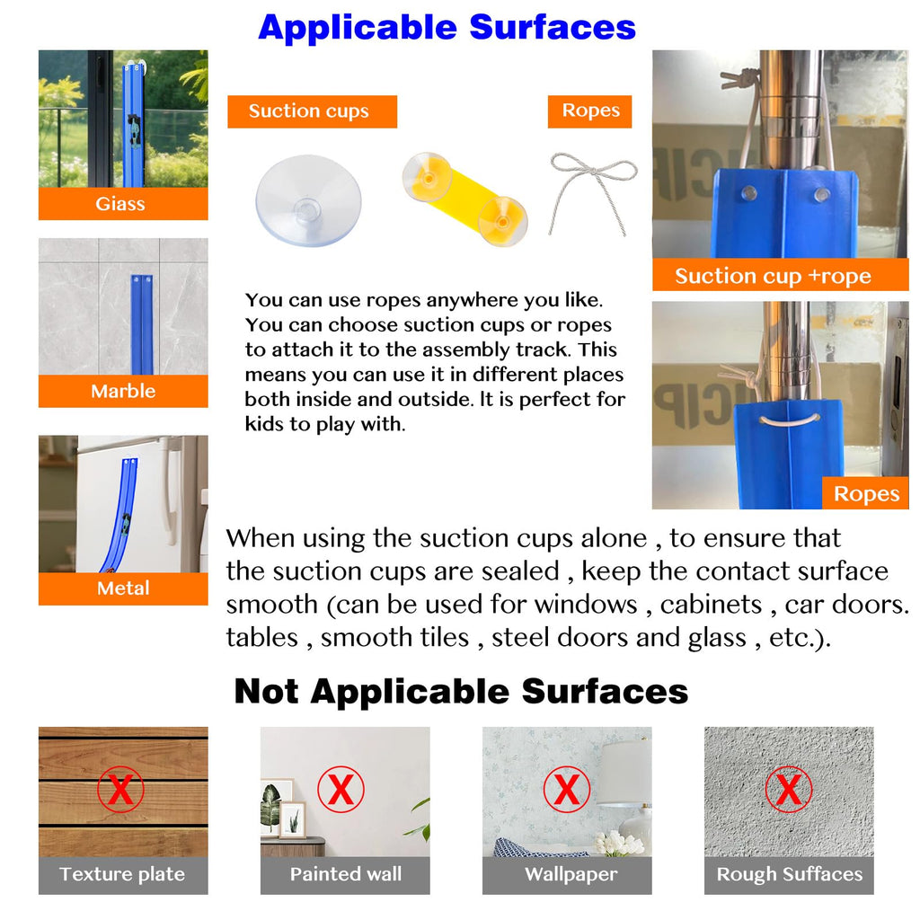 Flexible Race Track Toys for Kids: 15ft Flexible Car Track with Suction Cups - Portable Roll-Up DIY Racetrack Compatible with 1:64 Scale Diecast Cars for Boys & Girls Ages 3+