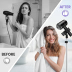 BShome Adjustable Hair Dryer Stand, 29-59 Inch Hair Dryer Holder with Tripod and Universal Clip, 360-Degree Rotating Blow Dryer Stand for Bathroom, Vanity, Makeup Room