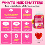 Lactation Supplement, Postpartum Lactation Support Gummies for Breastfeeding, with Milk Thistle and Postnatal Vitamins As Breast Milk Supply Booster, Recovery, Hair Growth, 60 Count Sugar Free & Vegan