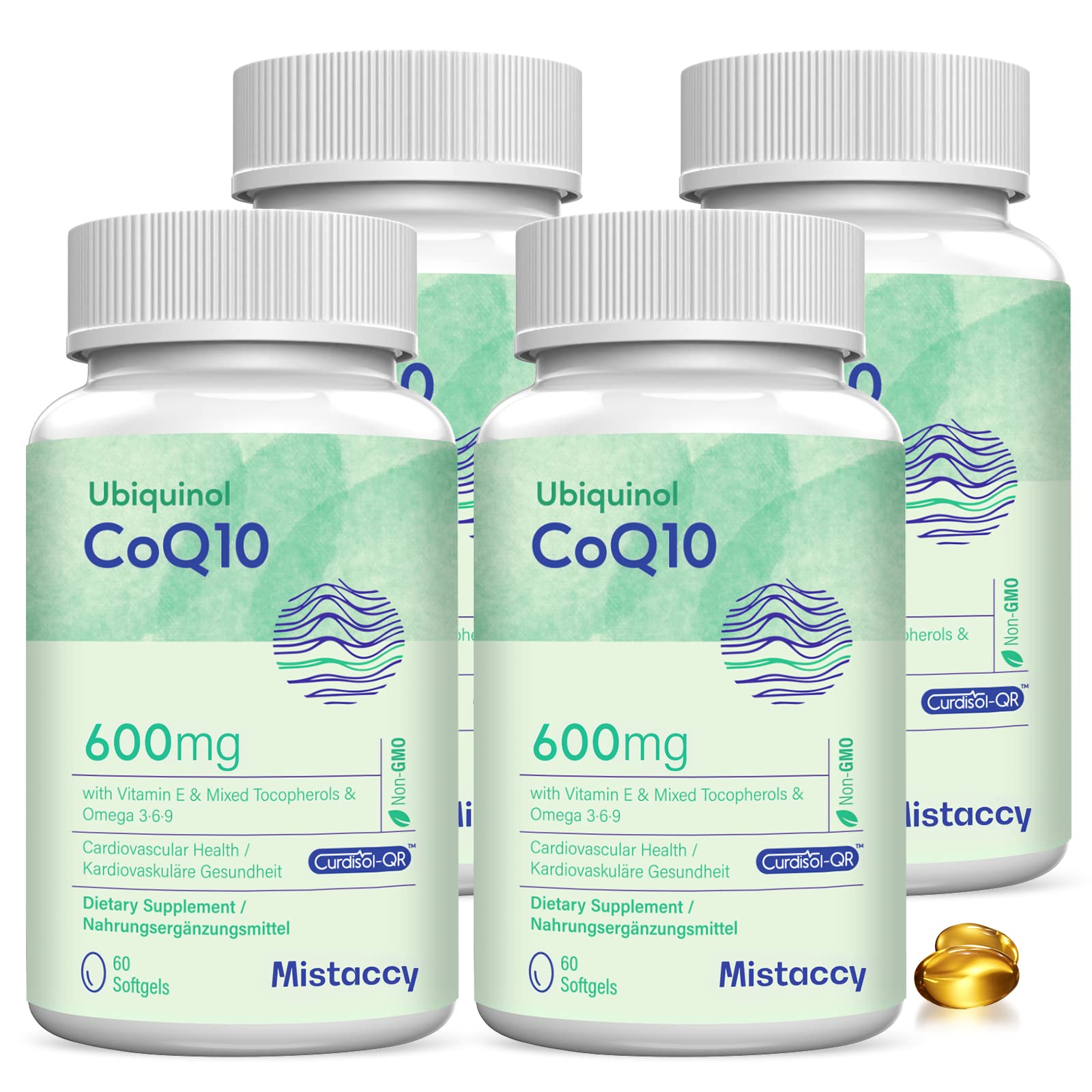 CoQ10 600mg Softgels | High Absorption CoQ10 Ubiquinol Supplement | Reduced Form Enhanced with Vitamin E & Omega 3 6 9 | Antioxidant Powerhouse Good for Health| 240 Softgels