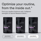 Sports Research® Biotin 10,000mcg with Organic Coconut Oil - Biotin (Vitamin B7) for Healthy Skin and Hair Support* - for Women and Men - Vegan, Non-GMO, Gluten & Soy-Free - 120 Veggie Softgels