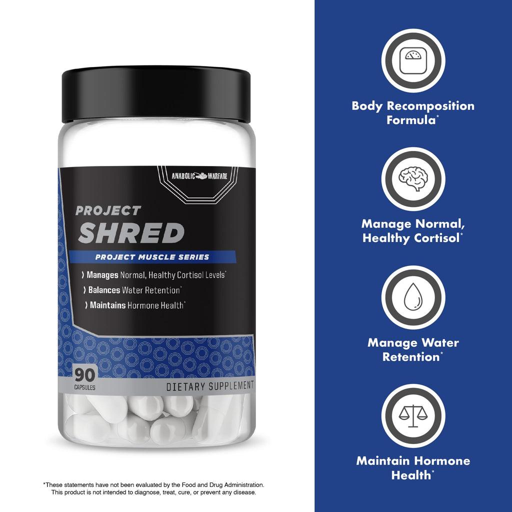 Anabolic Warfare Project Shred, Manage Normal Healthy Cortisol Levels & Water Retention, Body Recomposition Formula, Made with Botanicals*