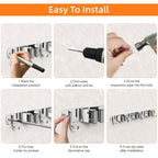 CUXIXA 2 Pack Mop and Broom Holder Wall Mount, Non-slip Broom Hanger, Heavy Duty Mop Broom Organizer for Kitchen Garden Garage Laundry Room Wall Decor Organization and Storage Silver 3R4H