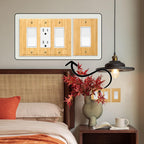 3PC Solid Wood Outlet Covers Light Switch Plate 4.8" X 3.14" Bamboo Switch Plates And Outlet Covers Light Switch Cover Quality Raw Wooden Wall Plate Decorative Single Rocker