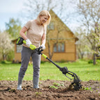 GARDTECH 2-in-1 Cordless Tiller Cultivator, 235RPM Powered Tiller with 3.5ft Extension Pole, 2×2.0Ah Rechargeable Batteries, 4-Inch Tilling Width & Depth, Mini Powerful Tiller for Gardening, Lawn