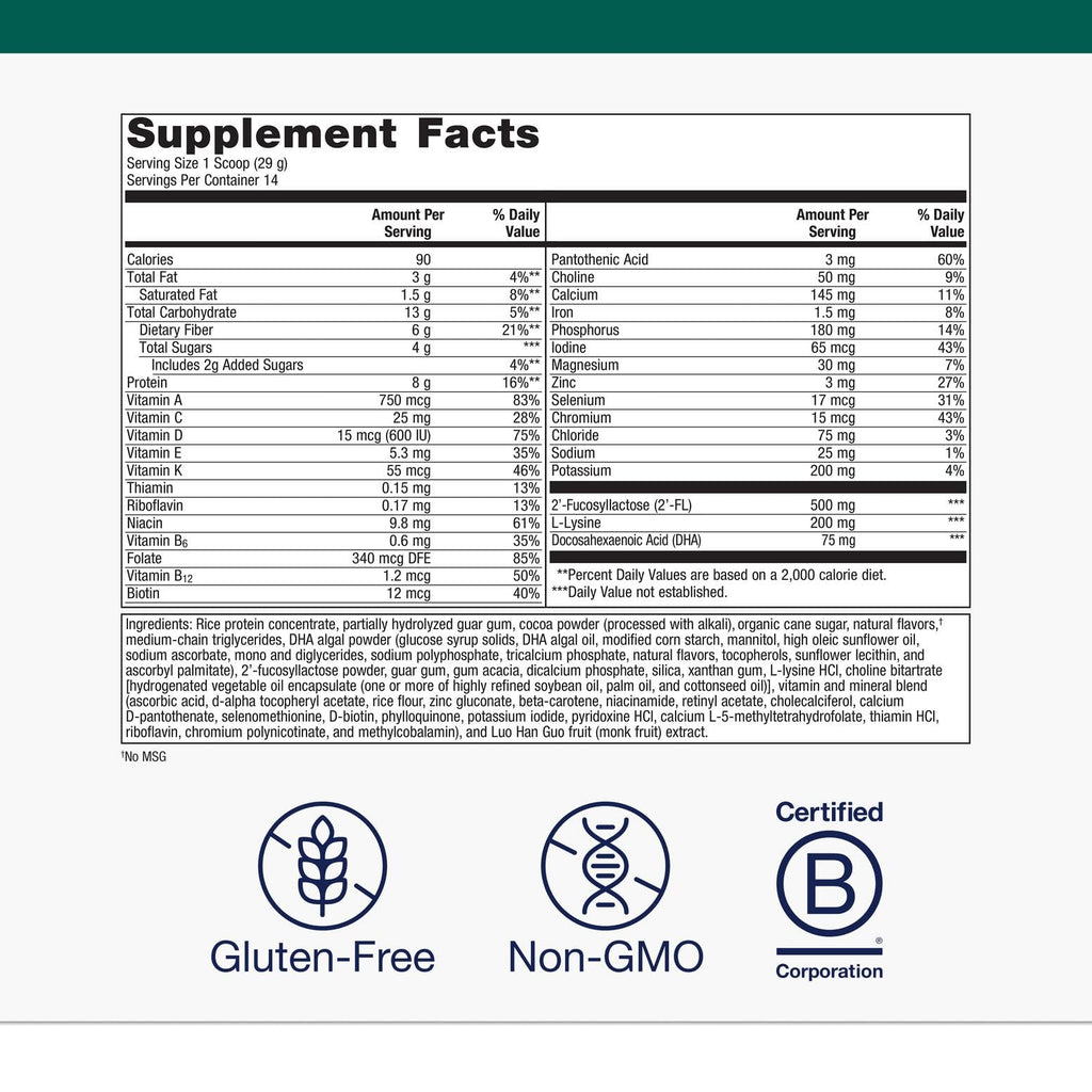 Metagenics MetaKids Nutrition Powder - Kids Multivitamin Powder with Prebiotics, DHA, Protein & Amino Acids* - Complete Protein - Non‑GMO, Gluten‑Free - Chocolate - 14.32 oz