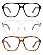 AMOMOMA 3 Pack Oversized Aviator Spring Hinge Reading Glasses for Women Men,Retro Blue Light Computer Reader Frame AM6081 C1+C2+C3 1.5X