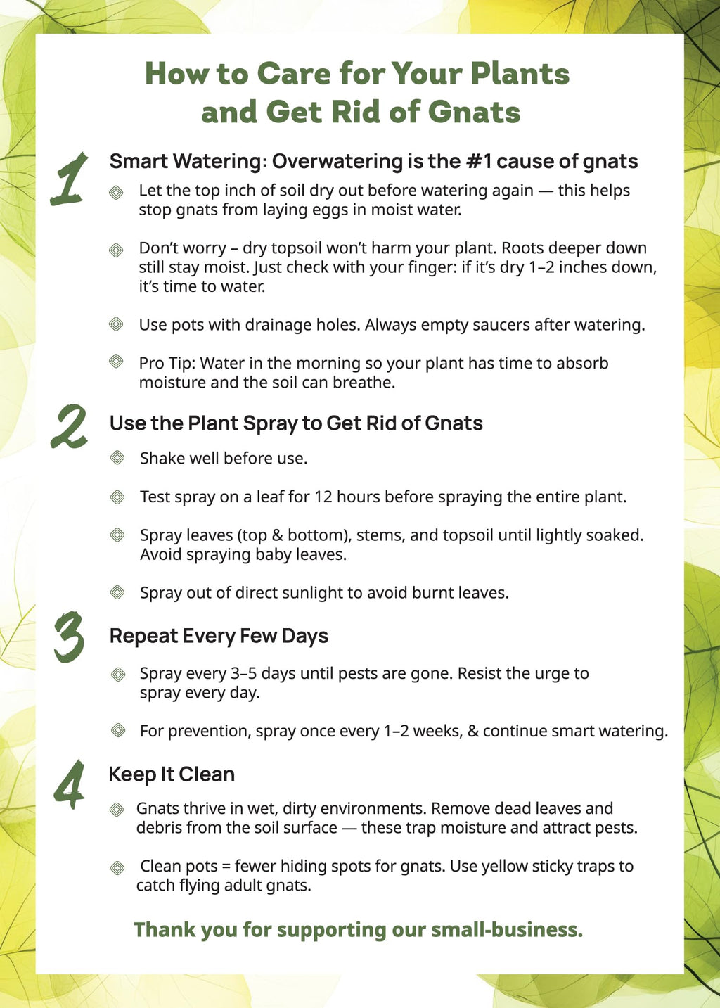Kate's Garden Plant Spray for Insects & Getting Rid of Gnats. Fungus Gnat Killer & Bug Spray for Indoor Plants (16oz, Pet Safe, Non Toxic)