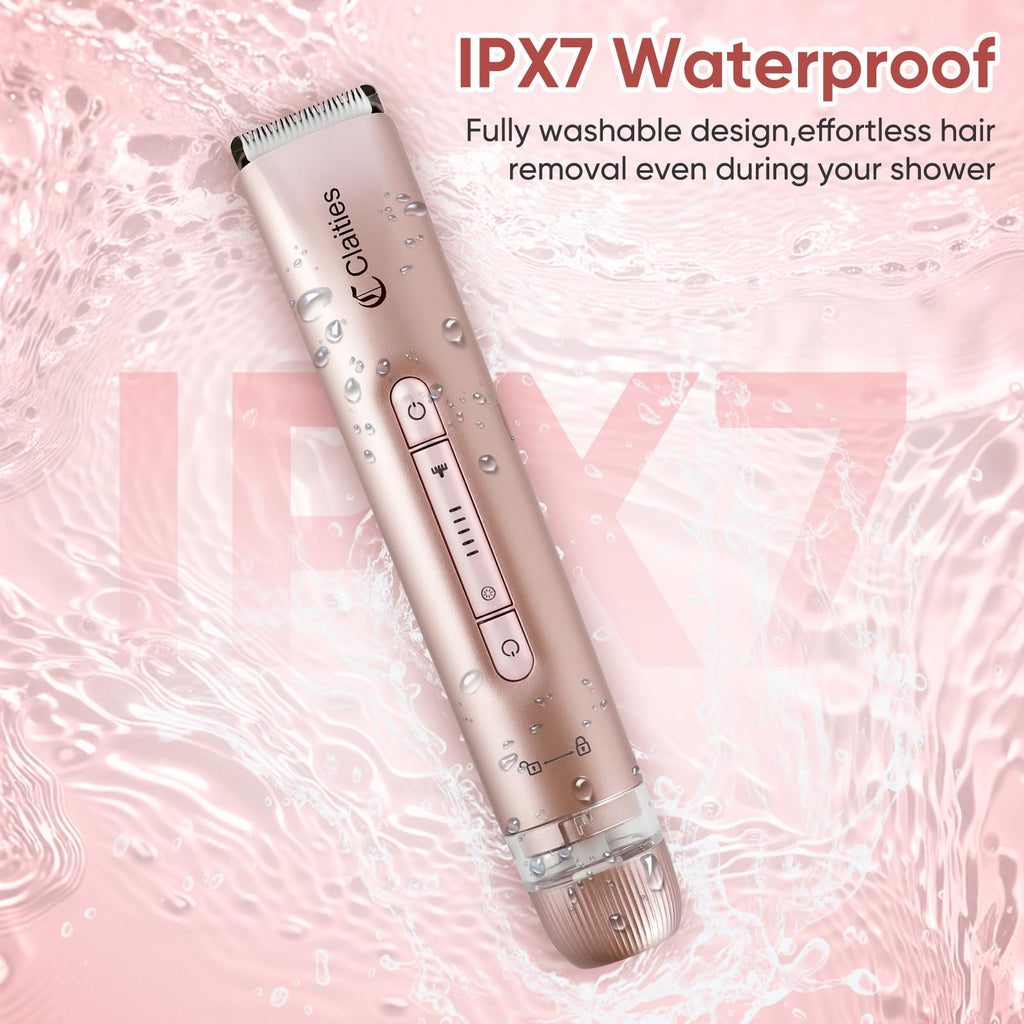 2 in 1 Women Electric Shaver Dual Head Bikini Trimmer for Women IPX7 Waterproof Wet & Dry Use Body Hair Trimmer and Facial Hair Remover for Bikini Underarm Leg Arm Body Face