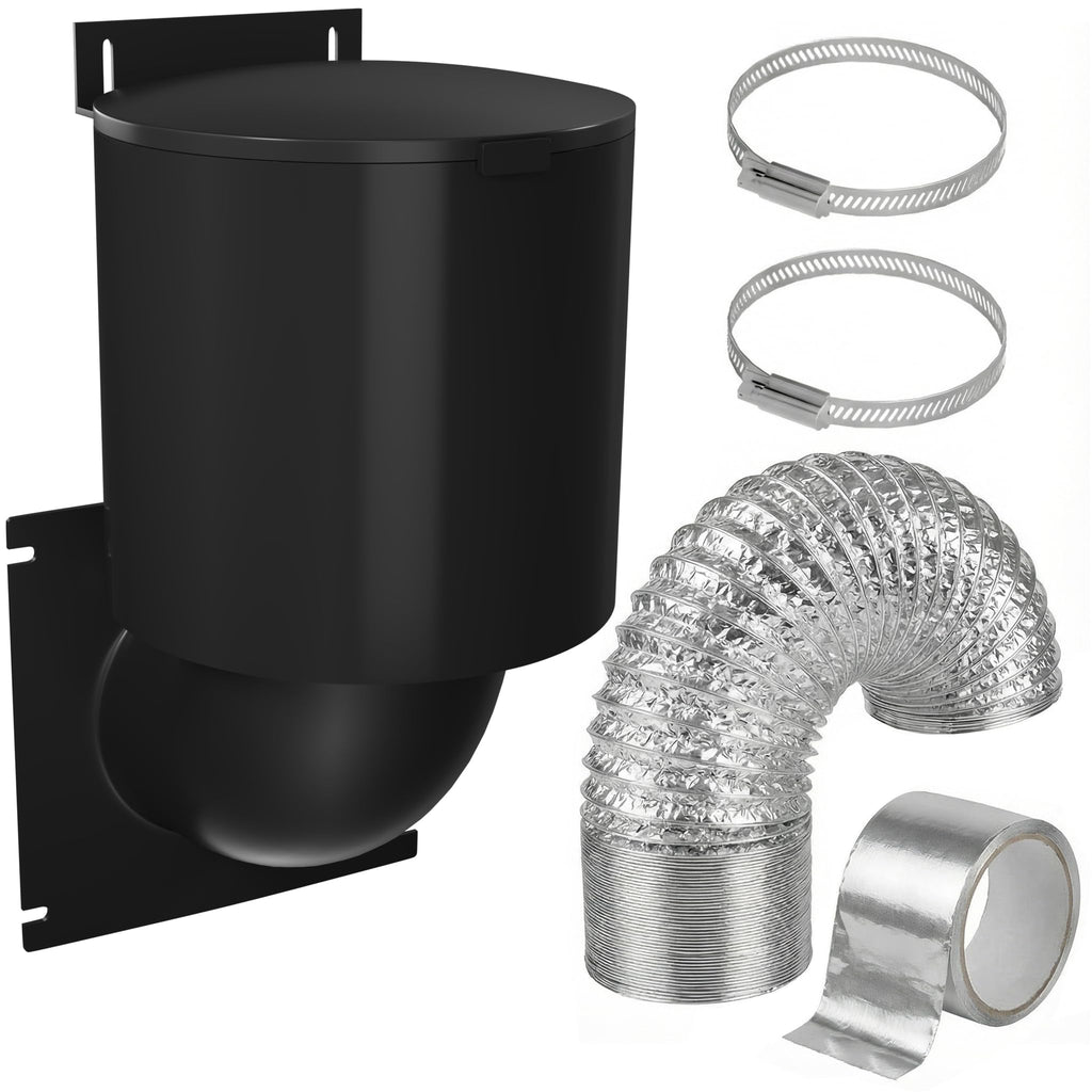 Dryer Vent Kit (Black) – 4 Inch Exterior Dryer Vent Cover with 3FT Vent Hose, 2 Hose Clamps, Tape & Screws | Energy Saving & Pest Resistant