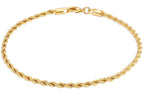 Barzel 18K Gold Plated Braided Rope Anklet for Women, 2.7 MM thick, 10 Inches long - Made In Brazil