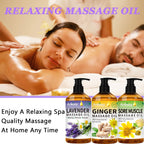 3 Pack Massage Oil for Massage Therapy,Sore Muscle Arnica Oil & Relaxing Lavender Oil & Ginger Oil Lymphatic Drainage & Massage Ball,Massage Kit Gifts for Women Men,Spa Gifts Birthday Gifts for Women