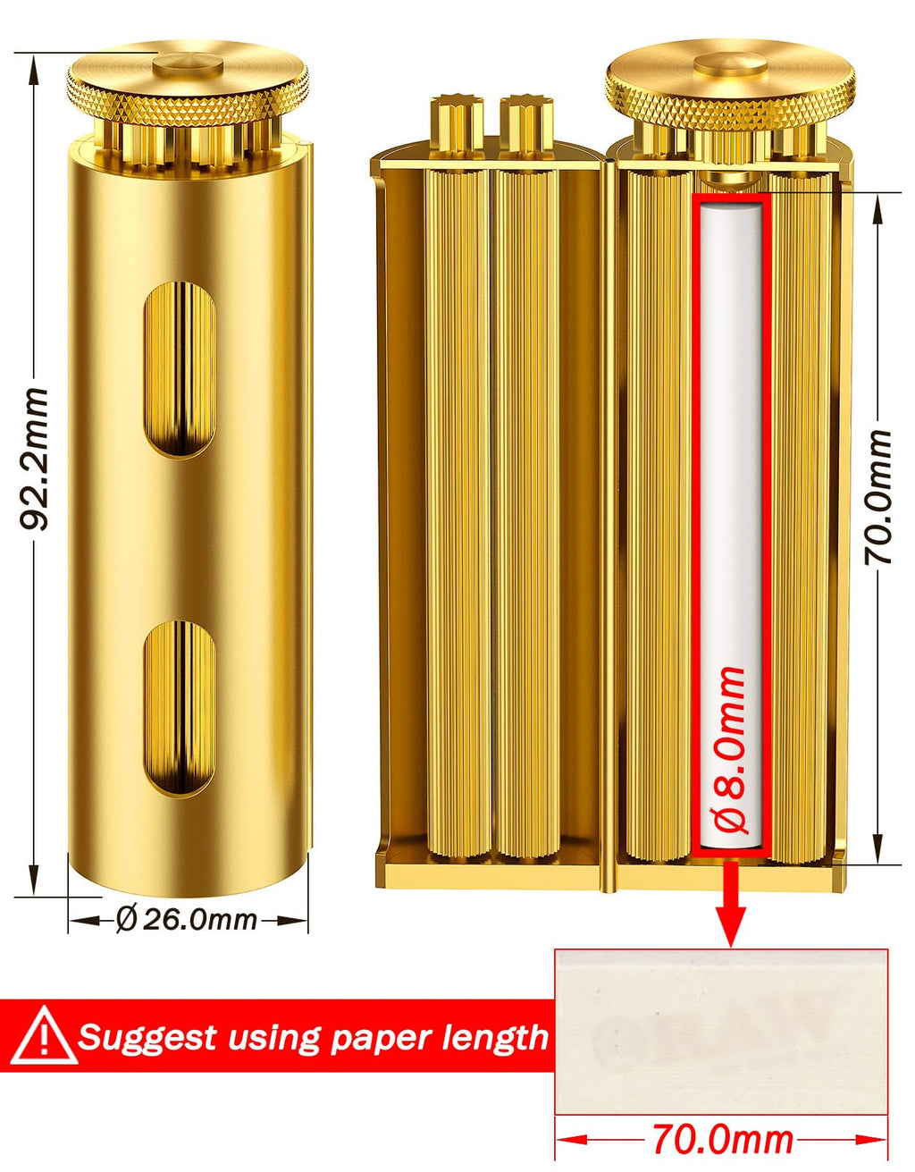 Vintage Za Roller, Za Wheel Roller, 2025 New Pure Copper Roller Machine, Solid Brass Roller, Use with 70 mm Papers, Elegant and Luxurious Roller for Men and Women