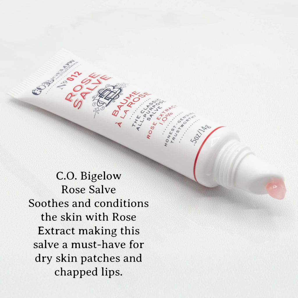 C.O. Bigelow Rose Salve Tubes, Pack of 3 Lip Balm Tubes, All Purpose Salve for Lips, Cuticles, Hands & Dry Skin, Lip Balm Set, 0.5 oz