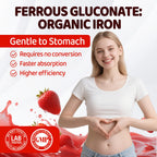 Iron Gummies for Women Teen Girls, Ferrous Gluconate 324 mg with Vitamin C, Iron Supplement Plus Vitamin A, B, Folate, Copper, Zinc, Energy & Blood Support, Immune Health, Sugar Free 60 Gummies