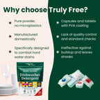 Truly Free Dishwasher Detergent Powder | Natural Dish Detergent, Dishwasher Soap | Plastic Free, Plant-Based, Clean, Heavy Duty Hard Water Stain & Grease Remover | Fragrance Free | 12.5 oz (Pack of 3)