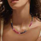 KELORIS PATH Beaded Necklace for Women, Colorful Gemstone Choker for Summer(05)
