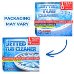 GRIME LABS Jetted Tub Cleaner Tablets – Bathtub Jet & Pipe Cleaner for Whirlpool Baths, Spas & Hot Tubs, Deep Cleans Tub Jets, Septic Safe, 12 Tablets