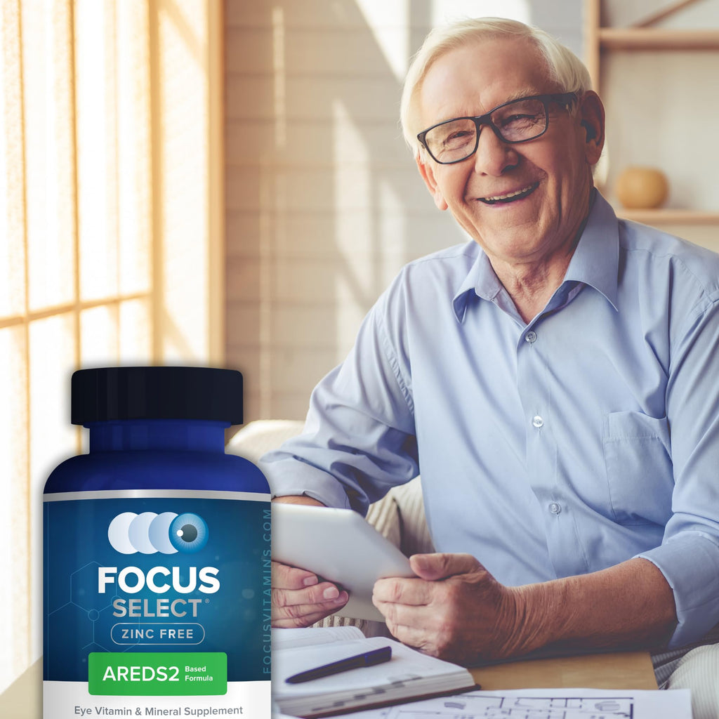 Focus Vitamins | Focus Select Zinc Free Formula | 180 Softgel Capsules | AREDS2 Based Formula | Eye Vitamin & Supplement | Easy to Swallow Pill