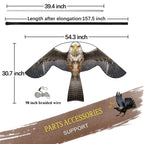 Flerigh Bird Hawk Flying Kite with Pole Crops Farm Protector Bird Scarer Flying Kite with 4m Pole-Style B